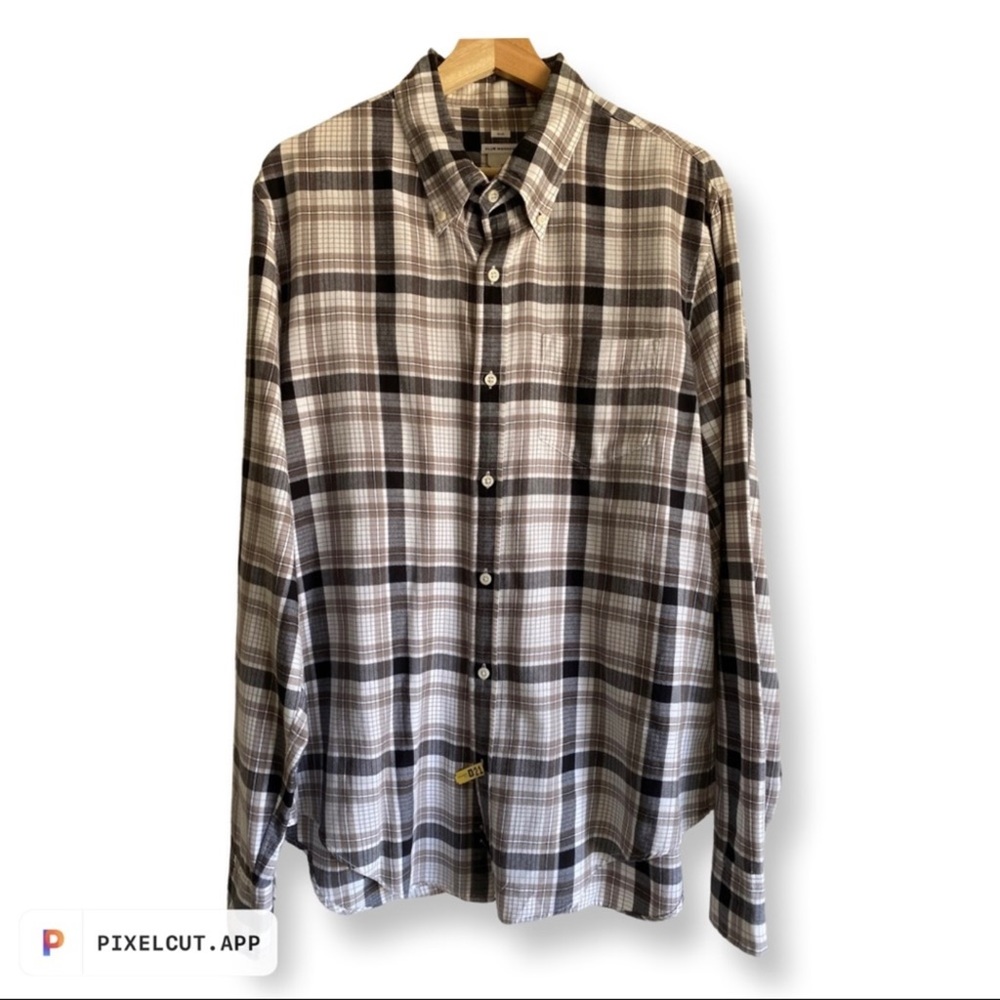 CLUB MONACO Men’s Slim Fit Plaided Long Sleeve Shirt Size Large